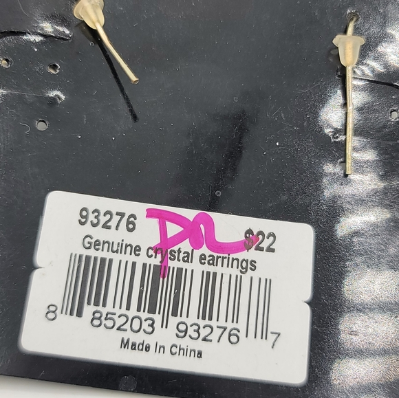 Cookie Lee Bow Earrings Gold Tone Pink Pavè Crystal Dangle New on Card, NWT - Picture 6 of 8